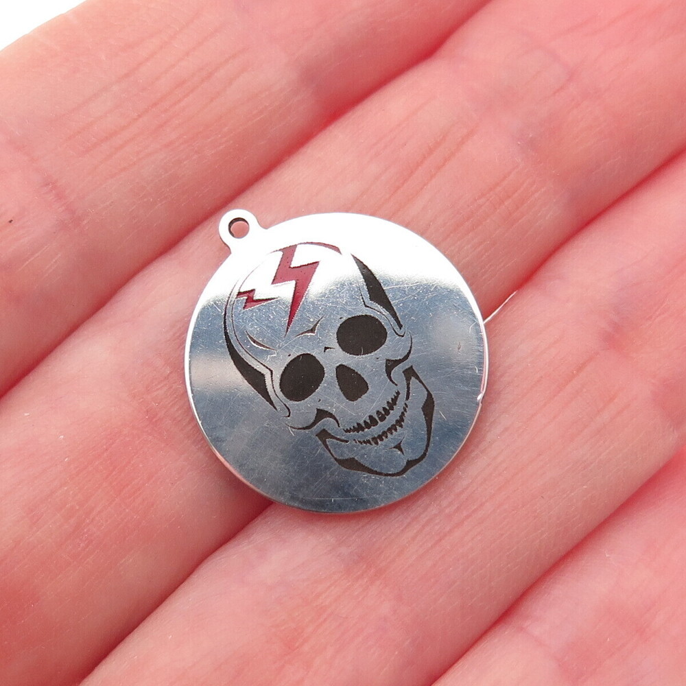 Two in Town 925 Sterling Silver Enamel Skull Mini Charm Pendant
